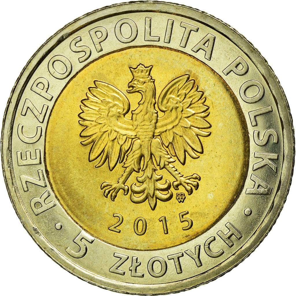 Coin, Poland, 5 Zlotych, 2015, Warsaw, MS(60-62), Bi-Metallic