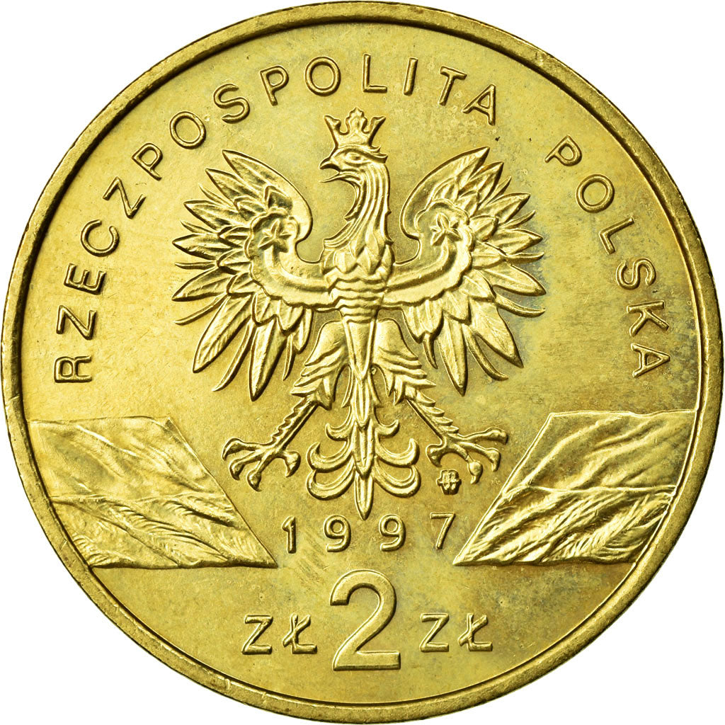 Coin, Poland, 2 Zlote, 1997, Warsaw, AU(55-58), Brass, KM:329