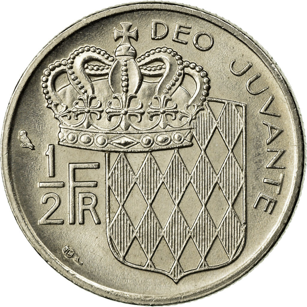 Coin, Monaco, Rainier III, 1/2 Franc, 1974, EF(40-45), Nickel, KM:145