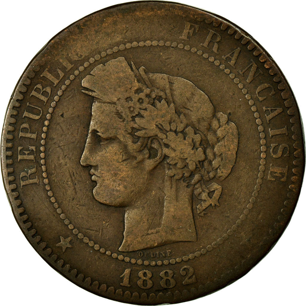 Monnaie, France, Cérès, 10 Centimes, 1882, Paris, TB, Bronze, Gadoury:265a