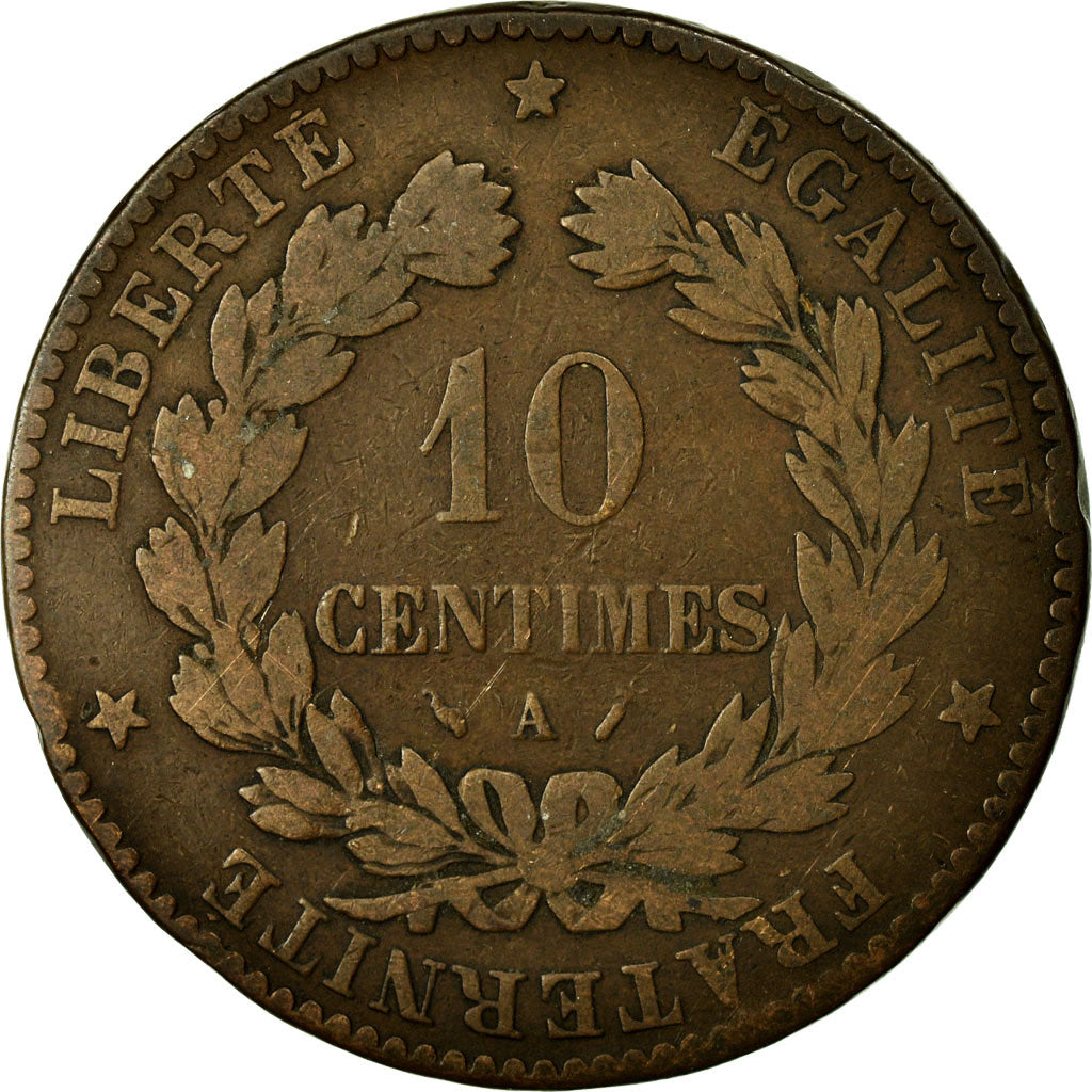 Monnaie, France, Cérès, 10 Centimes, 1882, Paris, TB, Bronze, Gadoury:265a