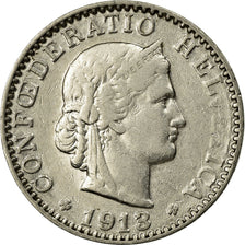 Coin, Switzerland, 20 Rappen, 1913, Bern, EF(40-45), Nickel, KM:29