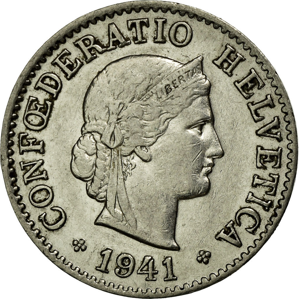 Coin, Switzerland, 5 Rappen, 1941, Bern, EF(40-45), Nickel, KM:26b