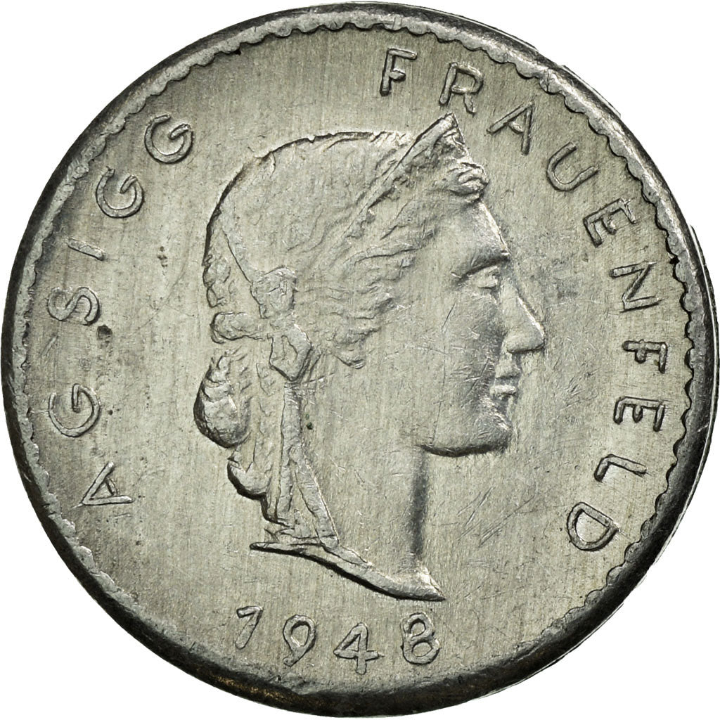 Moneta, Szwajcaria, 10 Rappen, 1948, EF(40-45), Aluminium