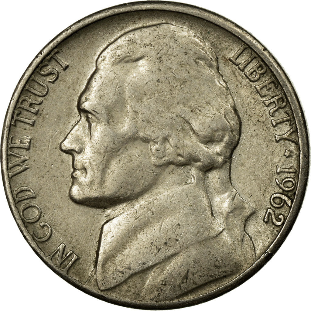 Monnaie, États-Unis, Jefferson Nickel, 5 Cents, 1962, U.S. Mint, Denver, TB+
