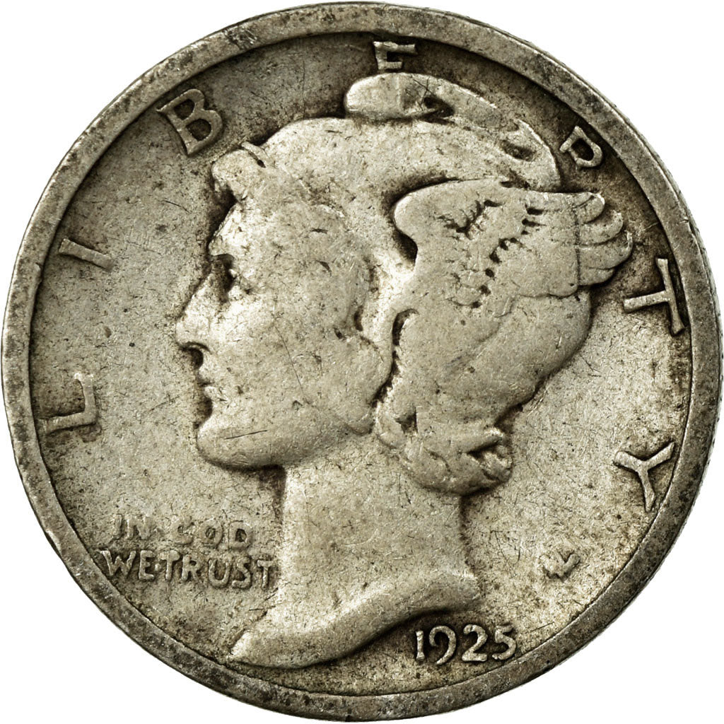 Coin, United States, Mercury Dime, Dime, 1925, U.S. Mint, San Francisco