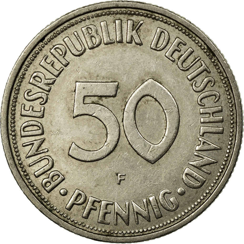 Coin, GERMANY - FEDERAL REPUBLIC, 50 Pfennig, 1966, Stuttgart, EF(40-45)
