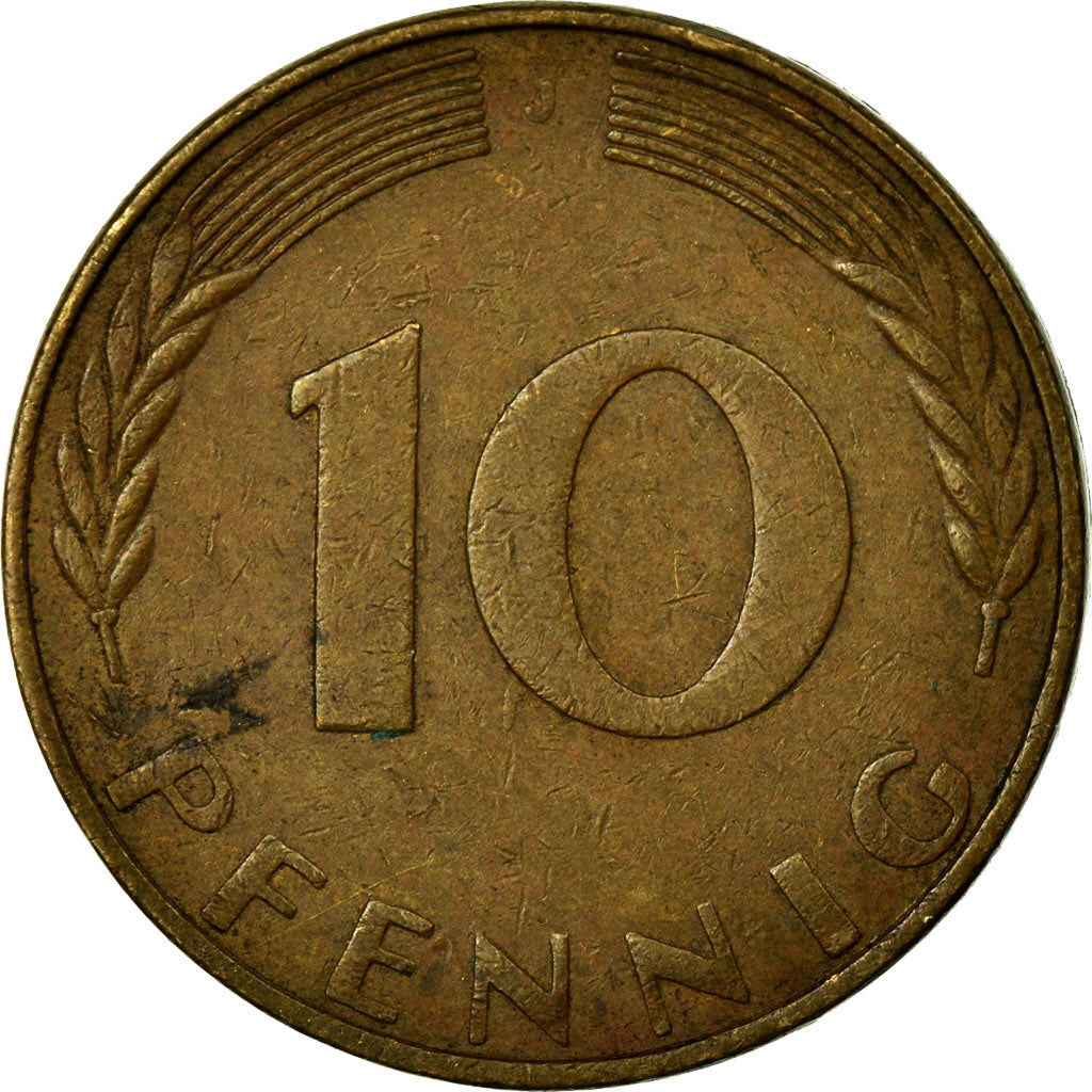 Münze, Bundesrepublik Deutschland, 10 Pfennig, 1970, Karlsruhe, S+, Brass Clad