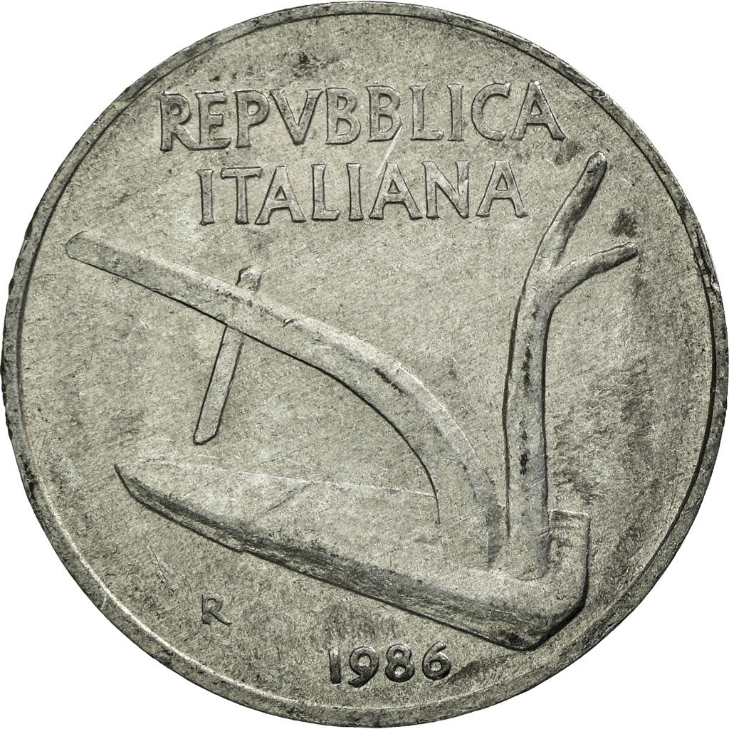 Coin, Italy, 10 Lire, 1986, Rome, EF(40-45), Aluminum, KM:93