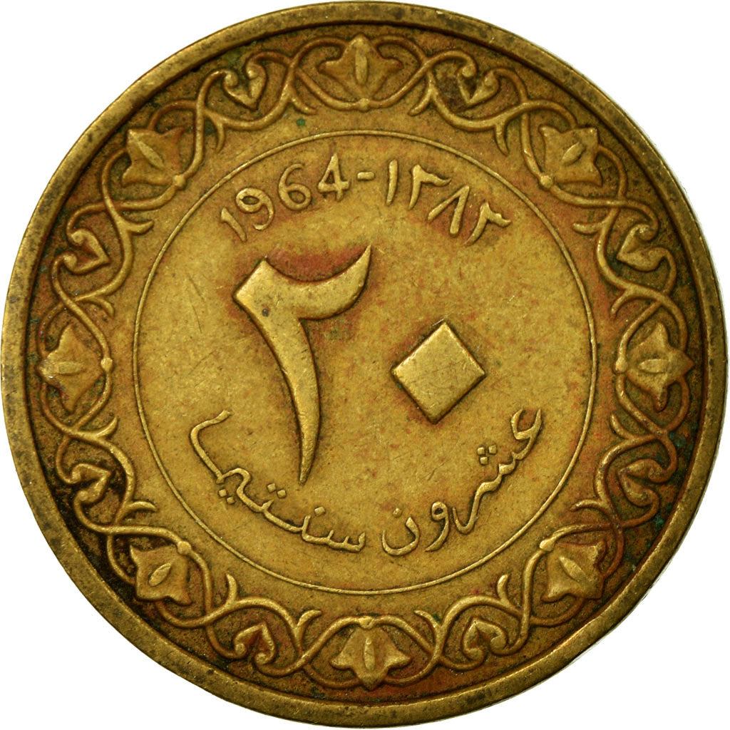 Coin, Algeria, 20 Centimes, 1964/AH1383, Paris, EF(40-45), Aluminum-Bronze