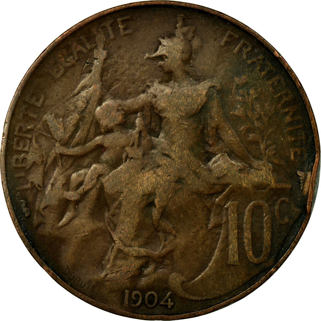 Coin, France, Dupuis, 10 Centimes, 1904, Paris, VF(30-35), Bronze, KM:843