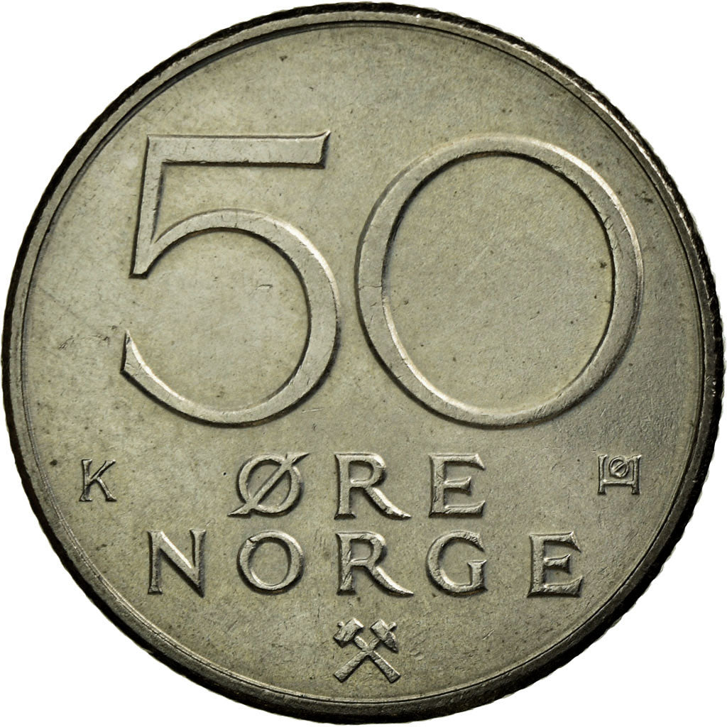 Moneta, Norvegia, Olav V, 50 Öre, 1987, SPL-, Rame-nichel, KM:418