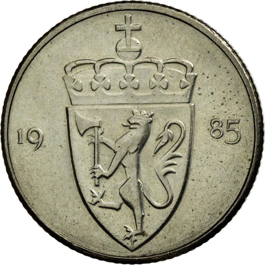 Moneta, Norvegia, Olav V, 50 Öre, 1985, SPL-, Rame-nichel, KM:418