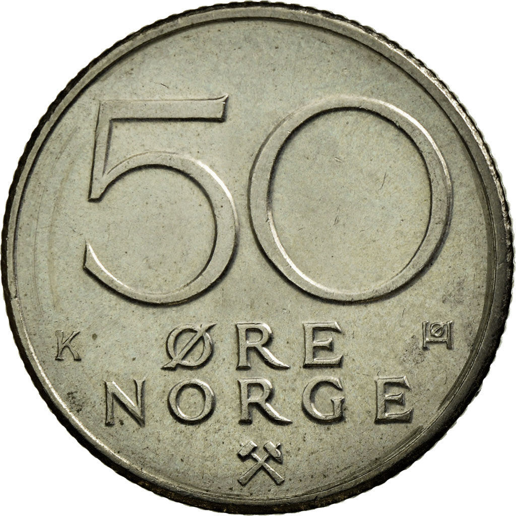 Moneta, Norvegia, Olav V, 50 Öre, 1985, SPL-, Rame-nichel, KM:418