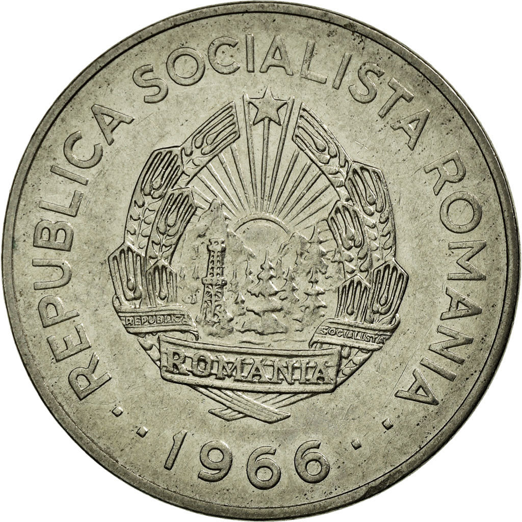 Moneda, Rumanía, Leu, 1966, BC+, Níquel recubierto de acero, KM:95