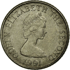 Coin, Jersey, Elizabeth II, 5 Pence, 1991, EF(40-45), Copper-nickel, KM:56.2