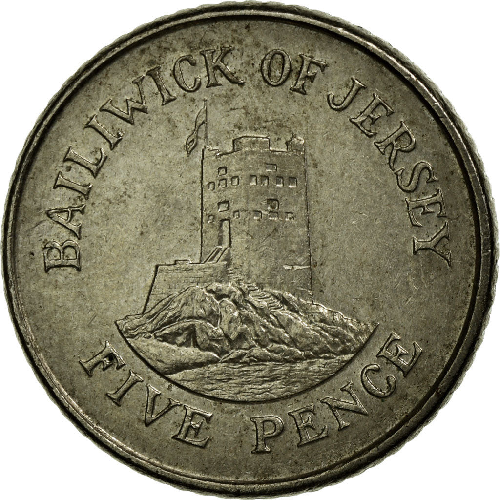 Coin, Jersey, Elizabeth II, 5 Pence, 1991, EF(40-45), Copper-nickel, KM:56.2