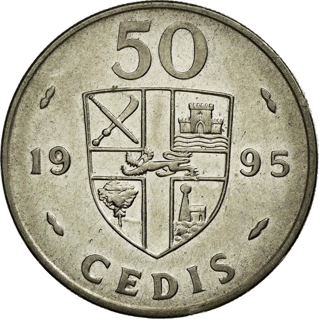 Coin, Ghana, 50 Cedis, 1995, EF(40-45), Nickel plated steel, KM:31a