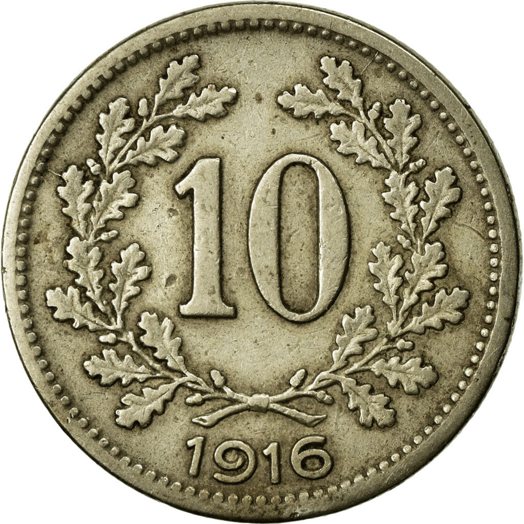 Moneda, Austria, Franz Joseph I, 10 Heller, 1916, MBC, Cobre - níquel - cinc