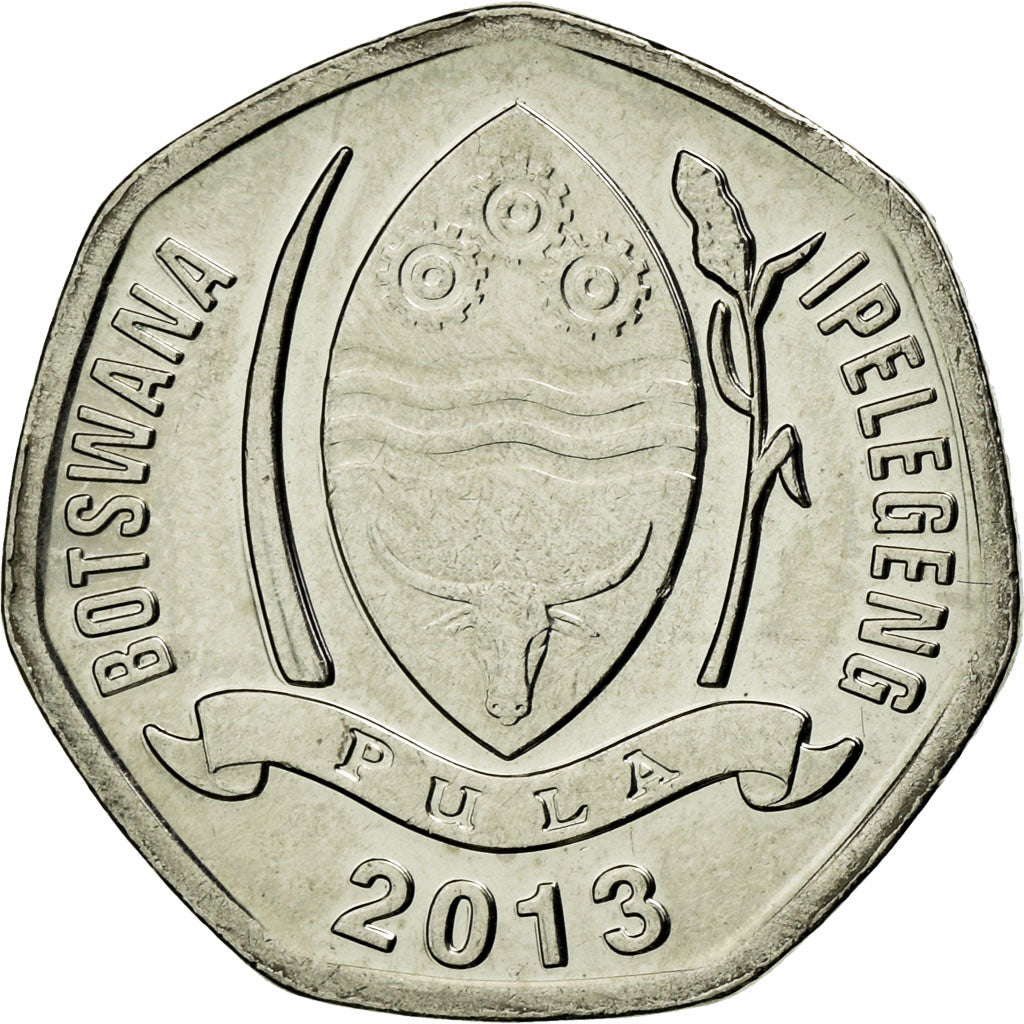 Coin, Botswana, 5 Thebe, 2013, British Royal Mint, MS(63), Nickel plated steel