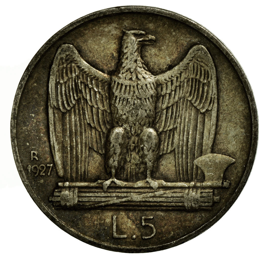 Coin, Italy, Vittorio Emanuele III, 5 Lire, 1927, Rome, EF(40-45), Silver