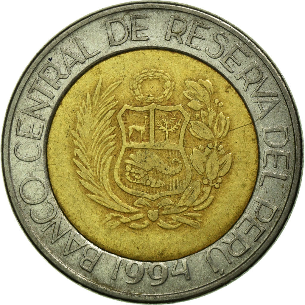 Coin, Peru, 2 Nuevos Soles, 1994, Lima, EF(40-45), Bi-Metallic, KM:313