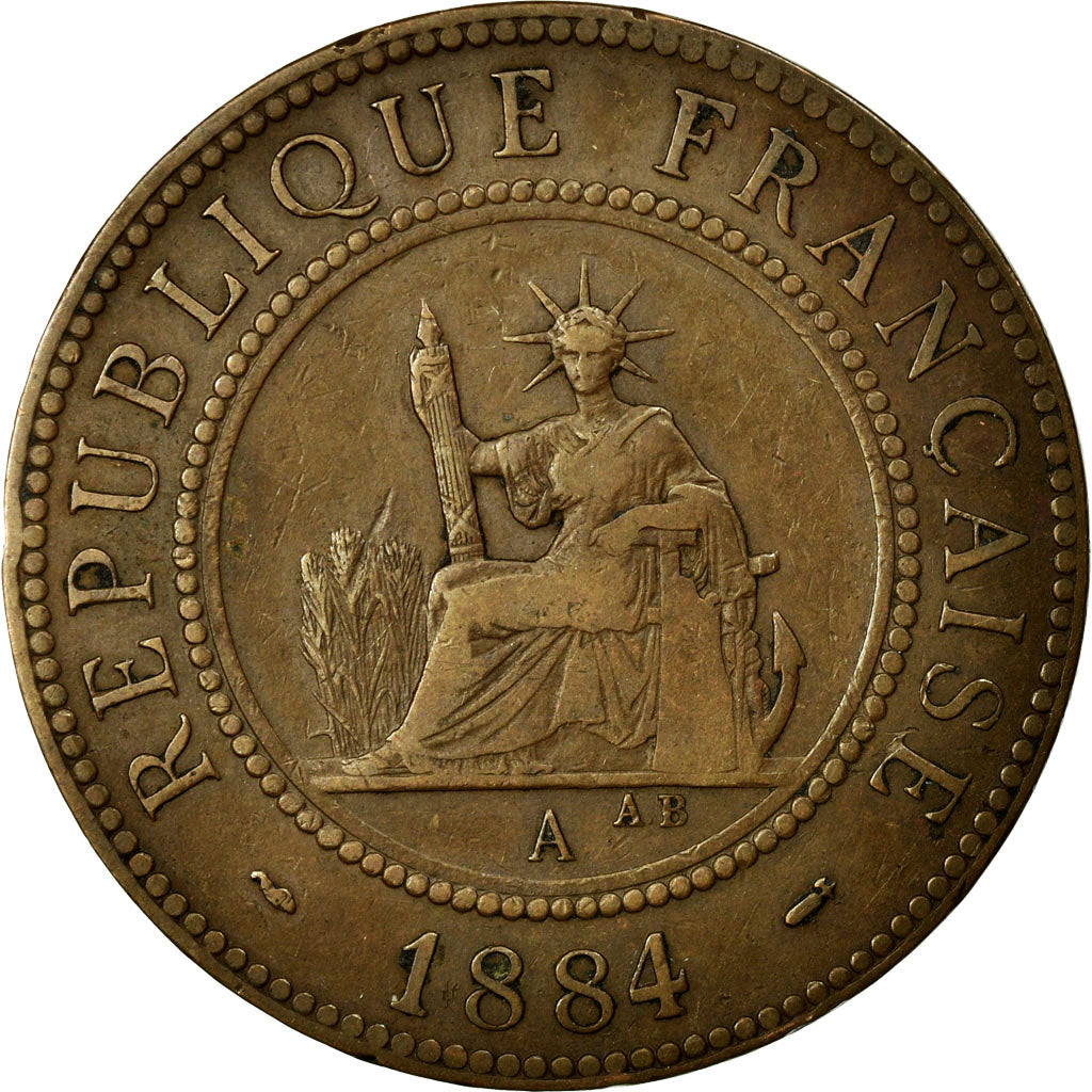 Monnaie, FRENCH COCHIN CHINA, Cent, 1884, Paris, TB+, Bronze, KM:3