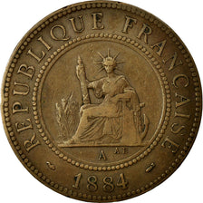 Monnaie, FRENCH COCHIN CHINA, Cent, 1884, Paris, TB+, Bronze, KM:3