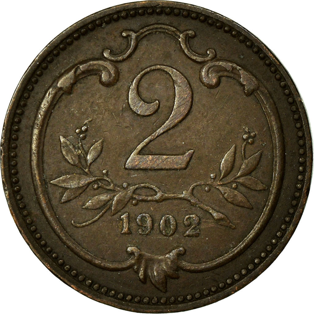 Coin, Austria, Franz Joseph I, 2 Heller, 1902, EF(40-45), Bronze, KM:2801