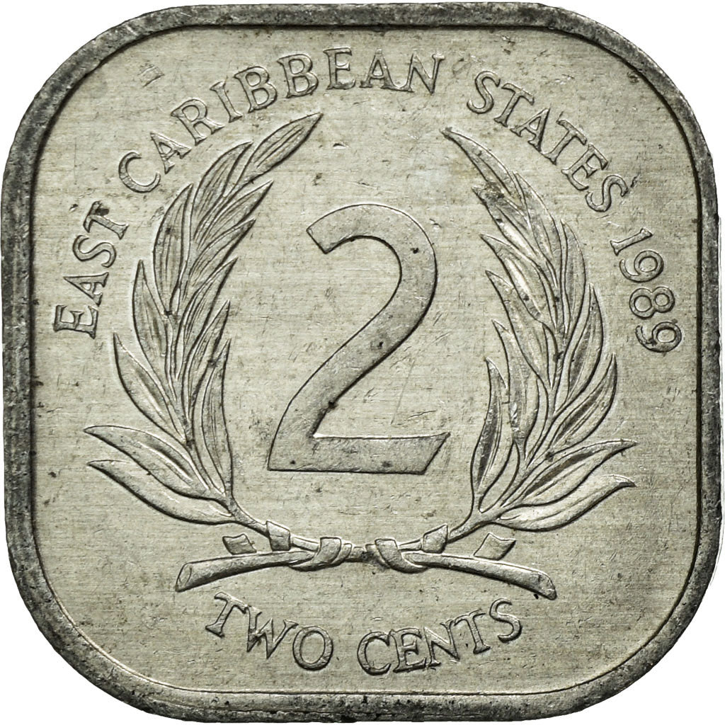 Moneda, Estados del Caribe Oriental , Elizabeth II, 2 Cents, 1989, MBC
