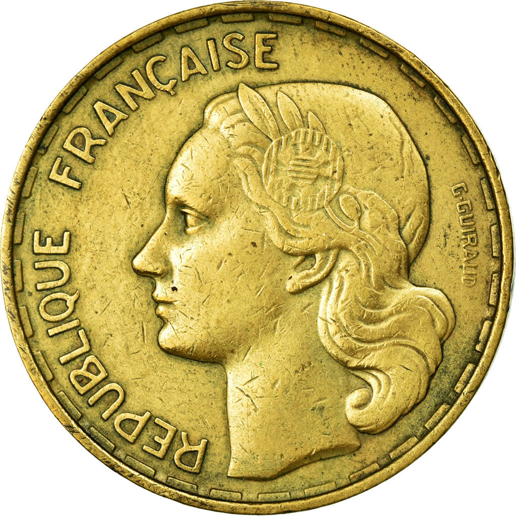 Moeda, França, Guiraud, 50 Francs, 1958, Paris, VF(30-35), Alumínio-Bronze