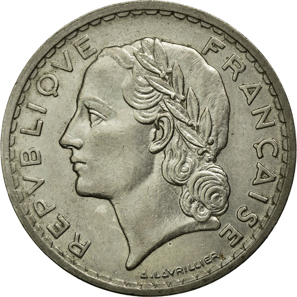 Coin, France, Lavrillier, 5 Francs, 1938, Paris, AU(55-58), Nickel, KM:888