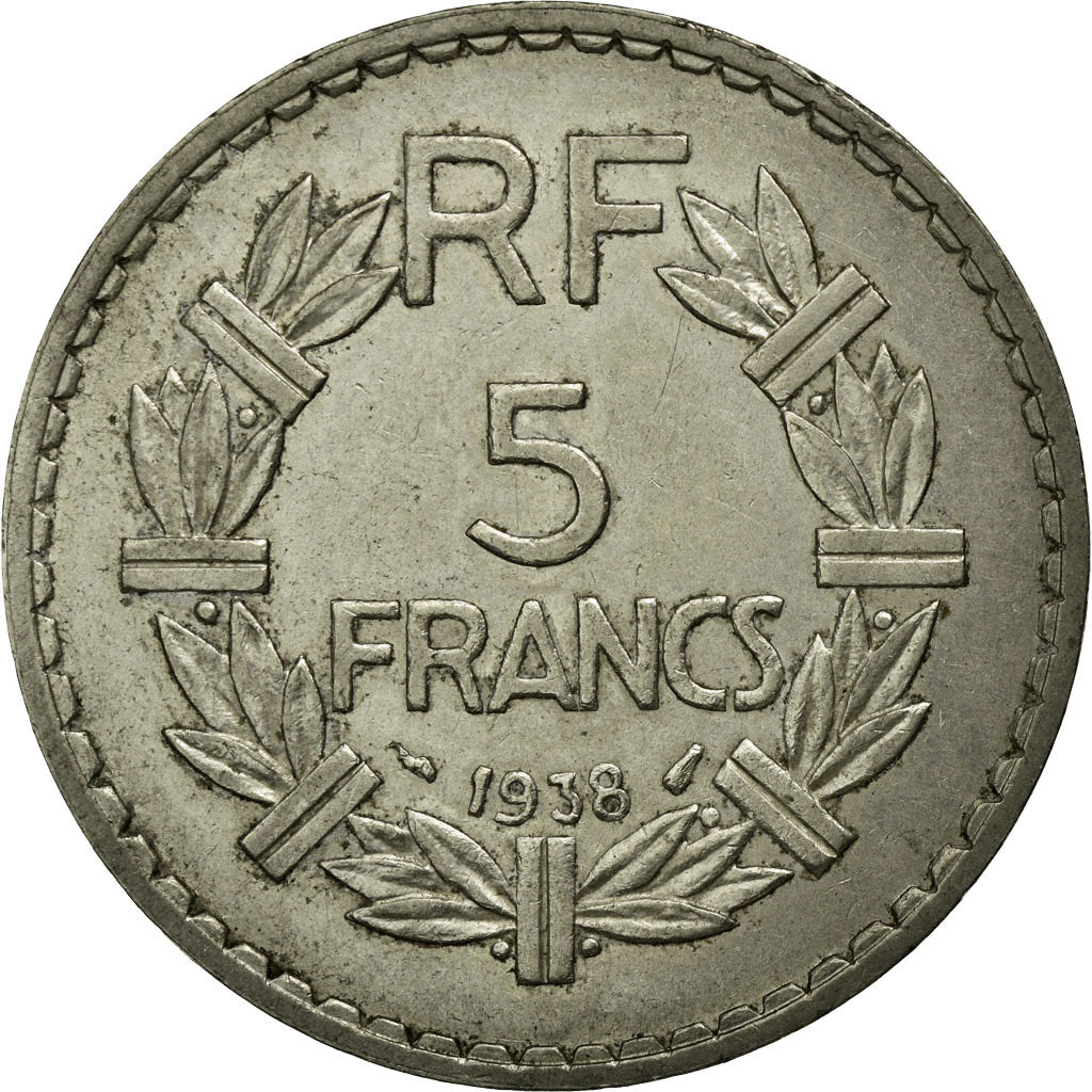 Coin, France, Lavrillier, 5 Francs, 1938, Paris, AU(55-58), Nickel, KM:888