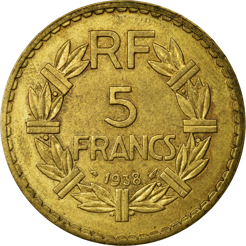 Coin, France, Lavrillier, 5 Francs, 1938, Paris, VF(30-35), Aluminum-Bronze