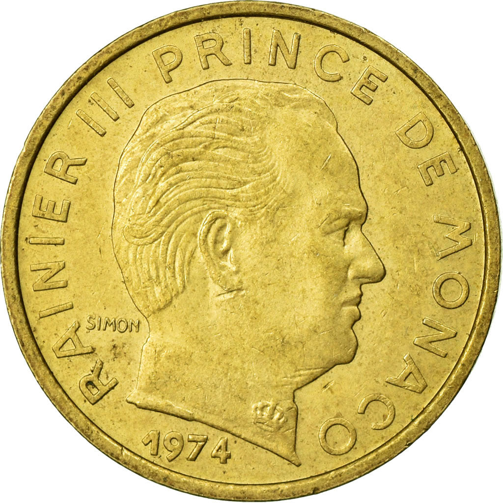 Coin, Monaco, Rainier III, 10 Centimes, 1974, EF(40-45), Aluminum-Bronze