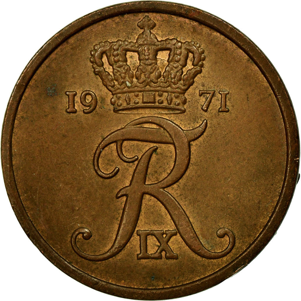 Moneta, Danimarca, Frederik IX, 5 Öre, 1971, Copenhagen, BB, Bronzo, KM:848.1