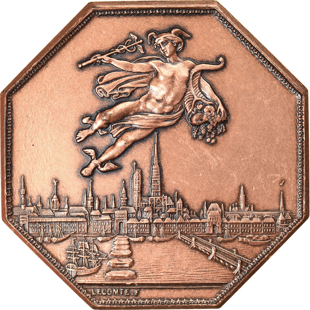 Francia, Token, Chambre de Commerce de Rouen, 1802, Lecomte, SPL+, Bronzo