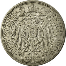 Coin, GERMANY - EMPIRE, Wilhelm II, 25 Pfennig, 1909, Stuttgart, EF(40-45)