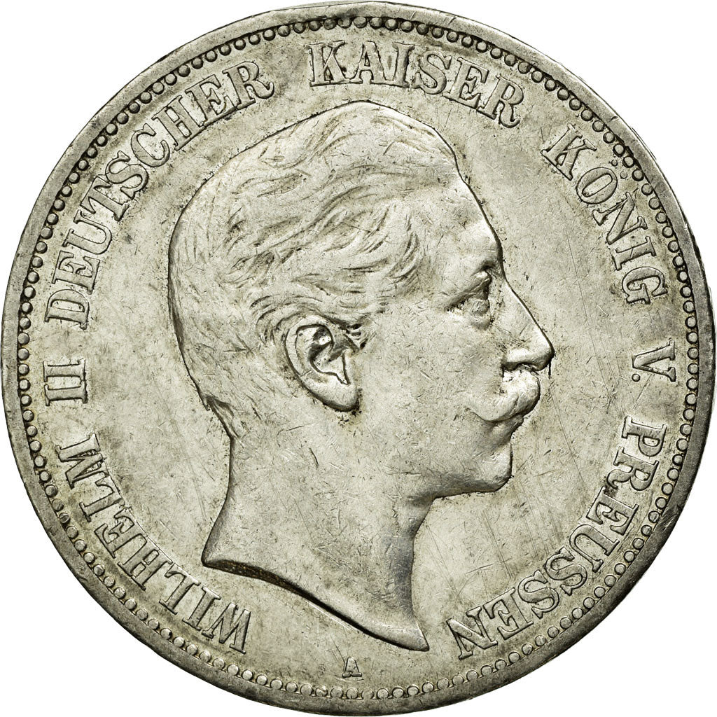 Coin, German States, PRUSSIA, Wilhelm II, 5 Mark, 1908, Berlin, EF(40-45)