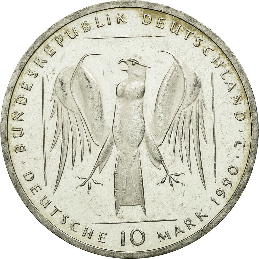 Moeda, ALEMANHA - REPÚBLICA FEDERAL, 10 Mark, 1990, Hamburg, Germany