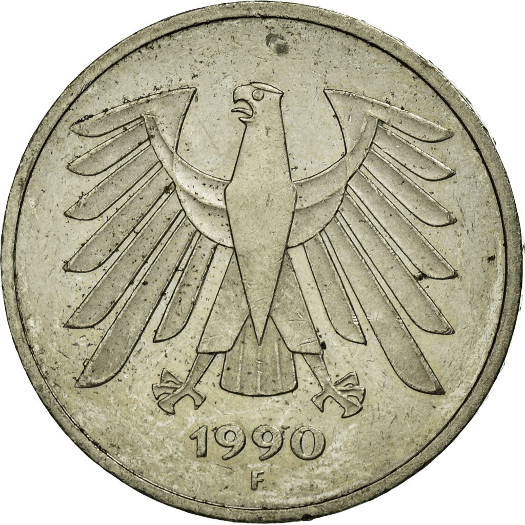 Coin, GERMANY - FEDERAL REPUBLIC, 5 Mark, 1990, Stuttgart, EF(40-45)