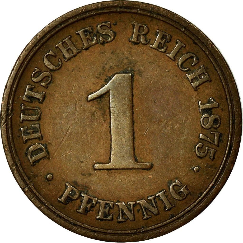 Münze, GERMANY - EMPIRE, Wilhelm I, Pfennig, 1875, Stuttgart, SS, Kupfer, KM:1