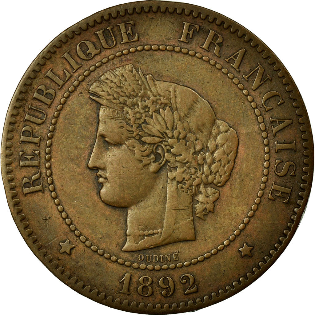 Coin, France, Cérès, 5 Centimes, 1892, Paris, EF(40-45), Bronze, KM:821.1