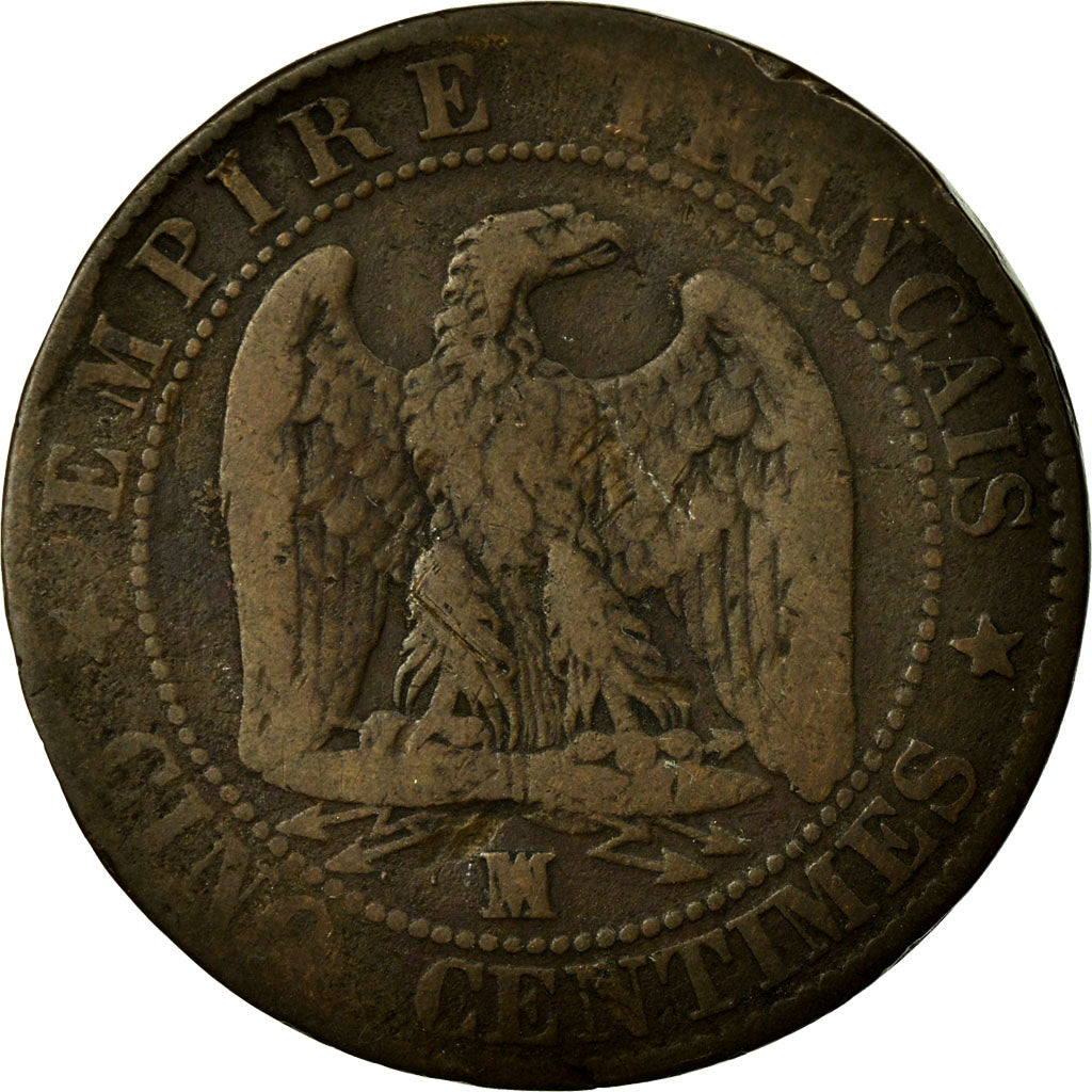Monnaie, France, Napoleon III, Napoléon III, 5 Centimes, 1856, Marseille, B+