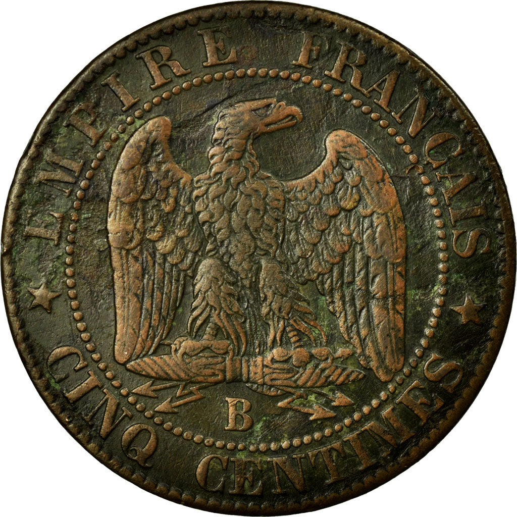 Moeda, França, Napoleon III, Napoléon III, 5 Centimes, 1856, Rouen, VF(30-35)