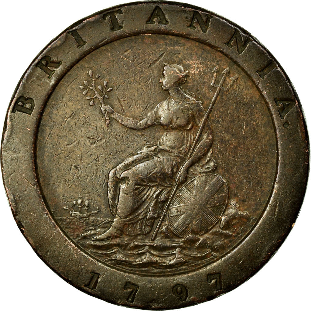 Coin, Great Britain, George III, Penny, 1797, VF(30-35), Copper, KM:618