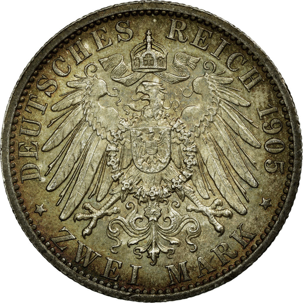 Coin, German States, PRUSSIA, Wilhelm II, 2 Mark, 1905, Berlin, EF(40-45)