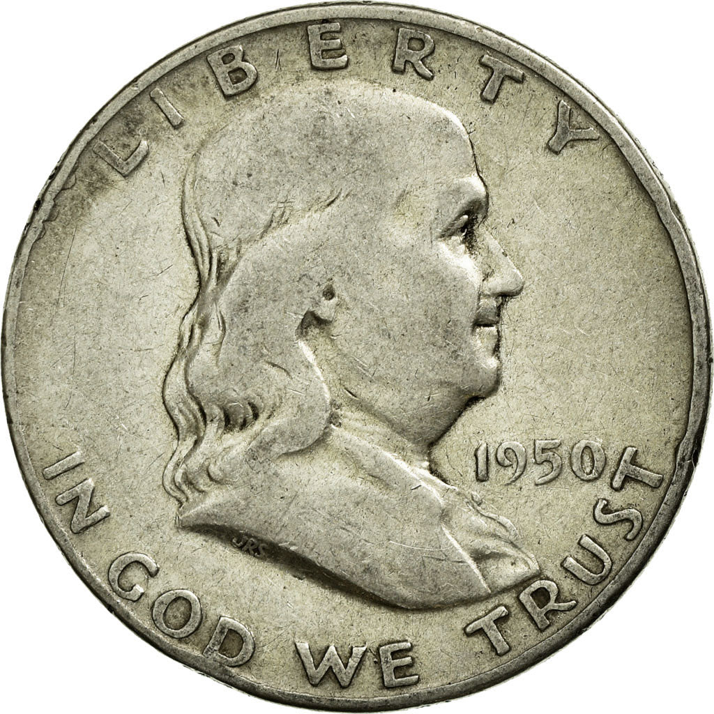 Coin, United States, Franklin Half Dollar, Half Dollar, 1950, U.S. Mint, Denver