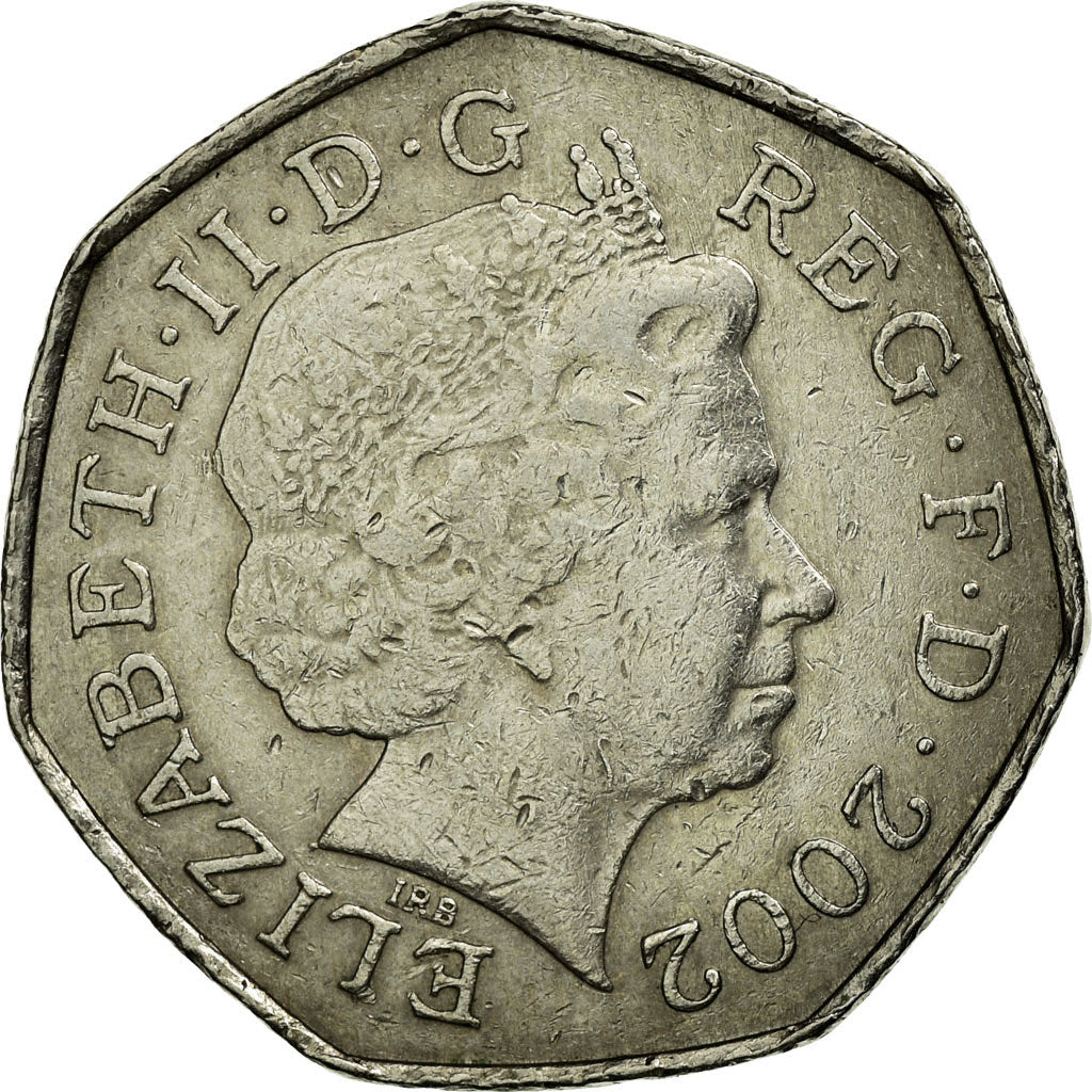 Moneda, Gran Bretaña, Elizabeth II, 50 Pence, 2002, MBC, Cobre - níquel