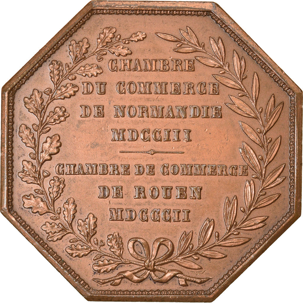 France, Token, Chambre de Commerce de Rouen, 1802, Lecomte, AU(55-58), Bronze